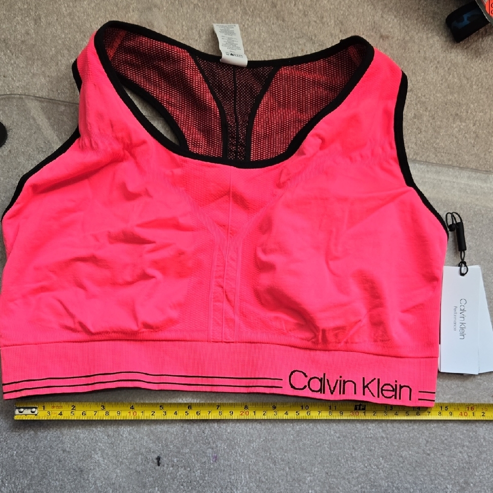 Calvin Klein Bright Pink Sports Bra with Black Accents, NWT 3XL